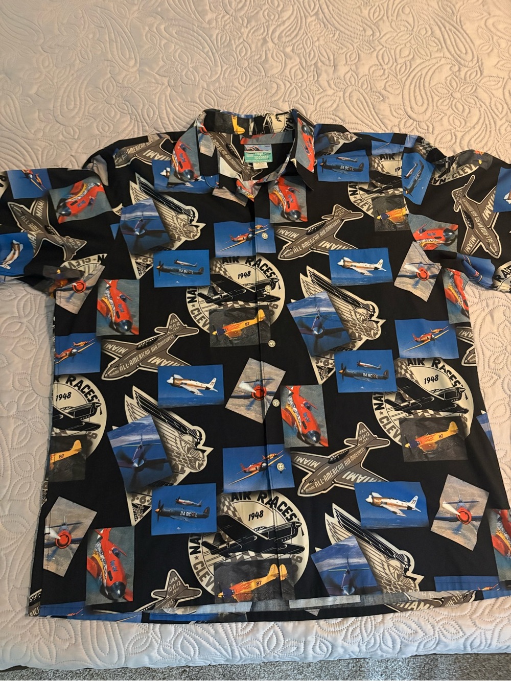 Vinatage REYN SPOONER Shirt Hawaiian Airplanes Print Aviation